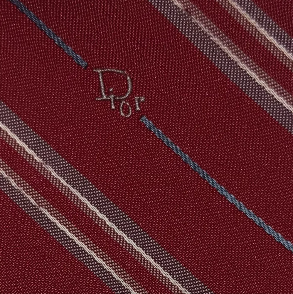 Dior Vintage Necktie Burgundy‎ Striped Men Occasion